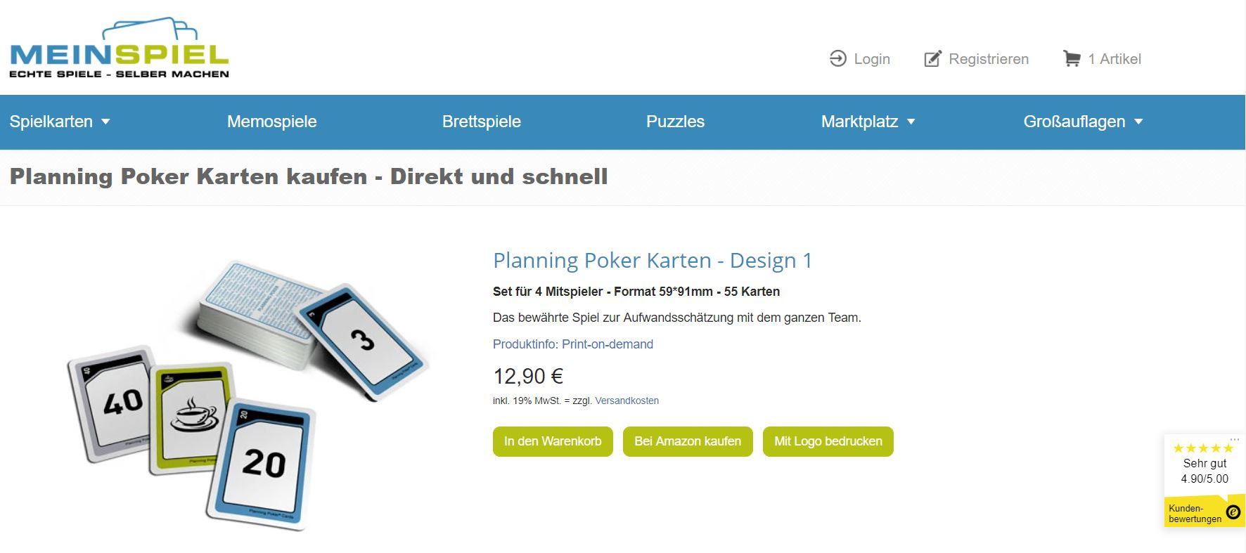 Karten kaufen Planning Poker