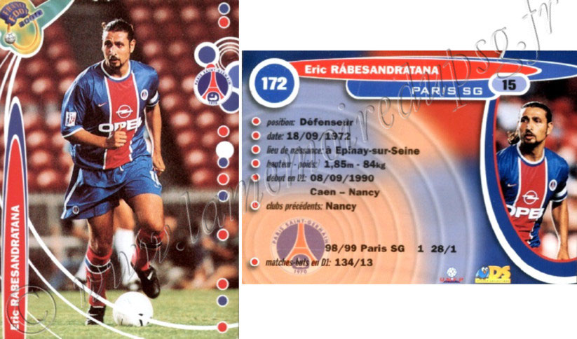 N°172 Paris Carte France Foot 2000 Eric Rabesandratana