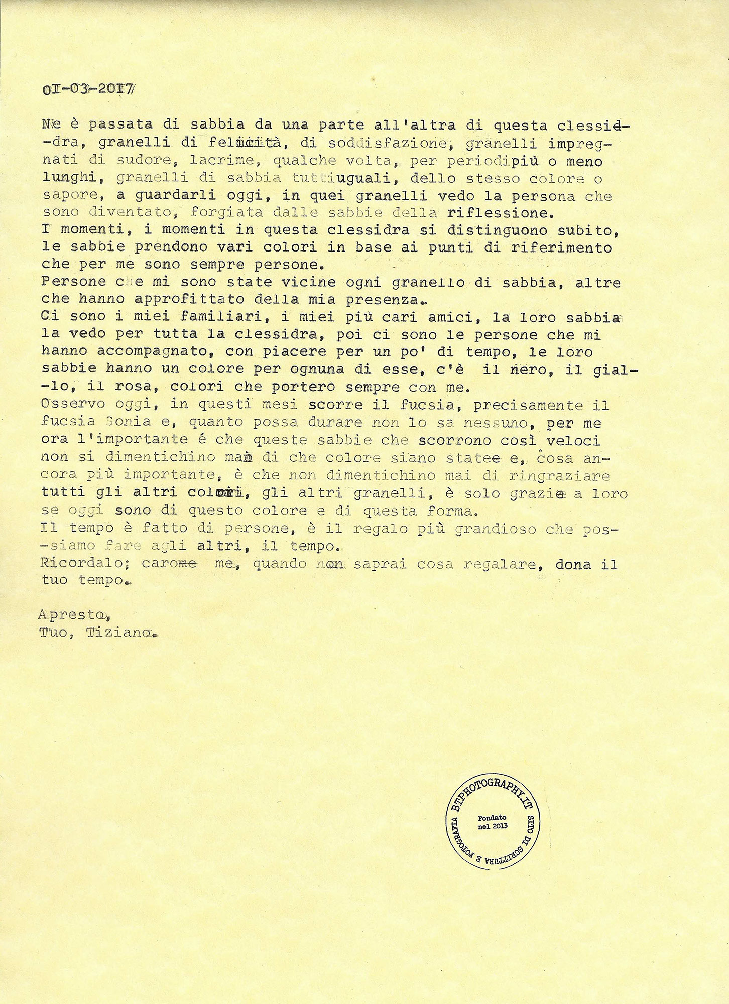 LETTERE A ME STESSO - WELCOME ON BTPHOTOGRAPHY!