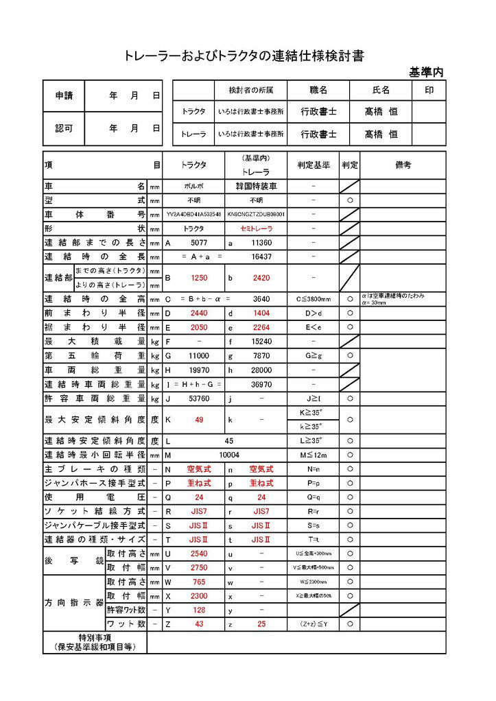 連結検討書 トレーラ トラクタの車検証への型式追加は いろは行政書士事務所まで 松戸visa 基準緩和 いろは行政書士事務所 連結検討書 トレーラ トラクタの車検証への型式追加は いろは行政書士事務所まで 松戸visa 基準緩和 いろは行政書士事務所