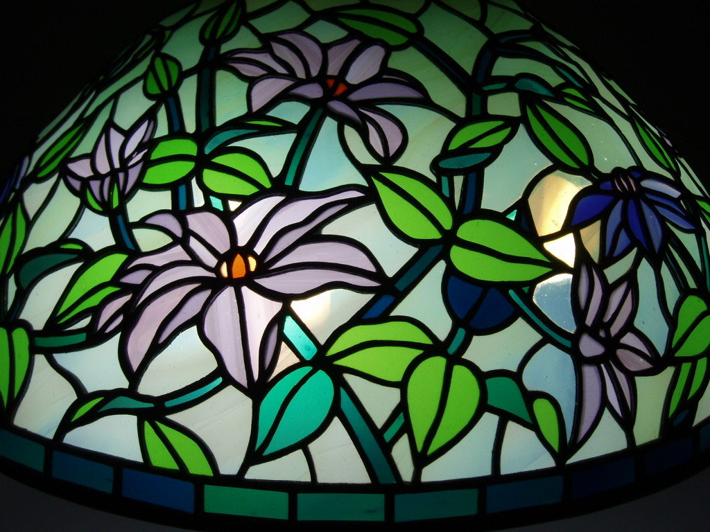 ステンドグラスパネル【クレマチス】【秋桜】 ステンドグラスパネル【クレマチス】【秋桜】 【公式通販】