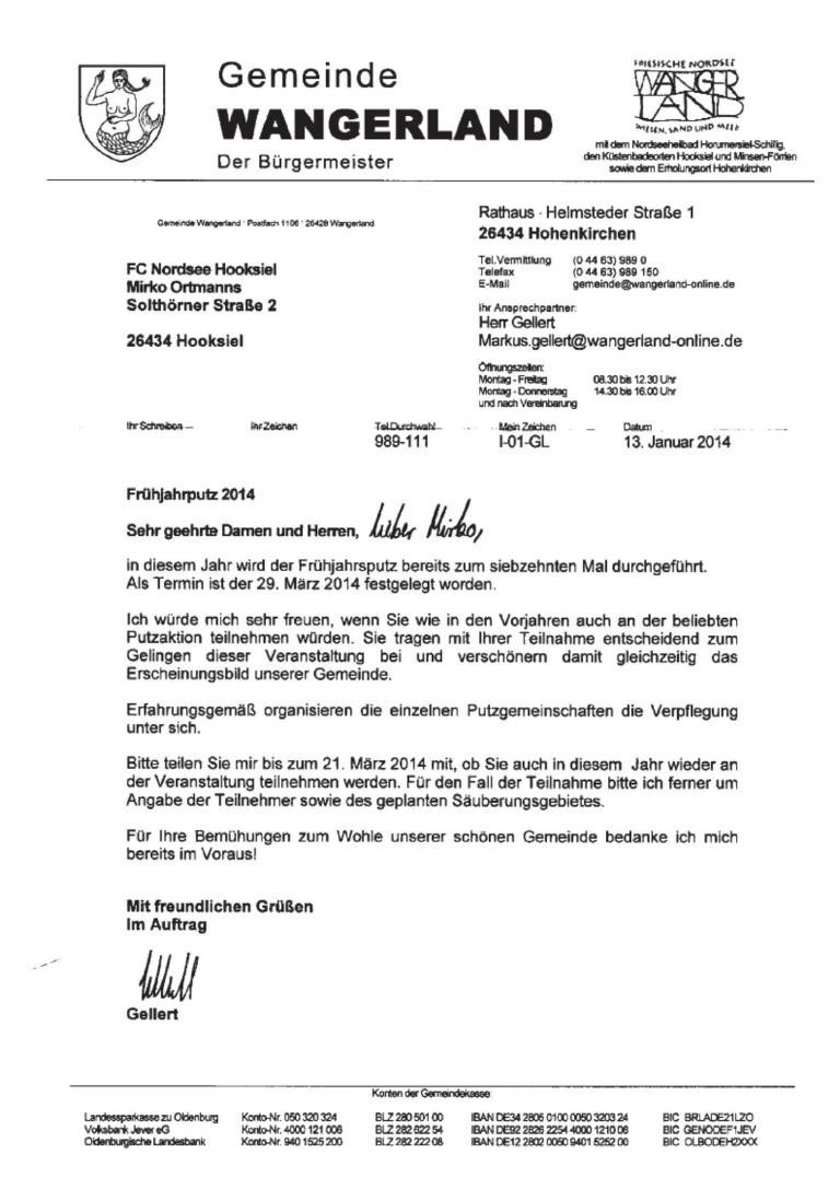 Putzaktion Fc Nordsee Hooksiel