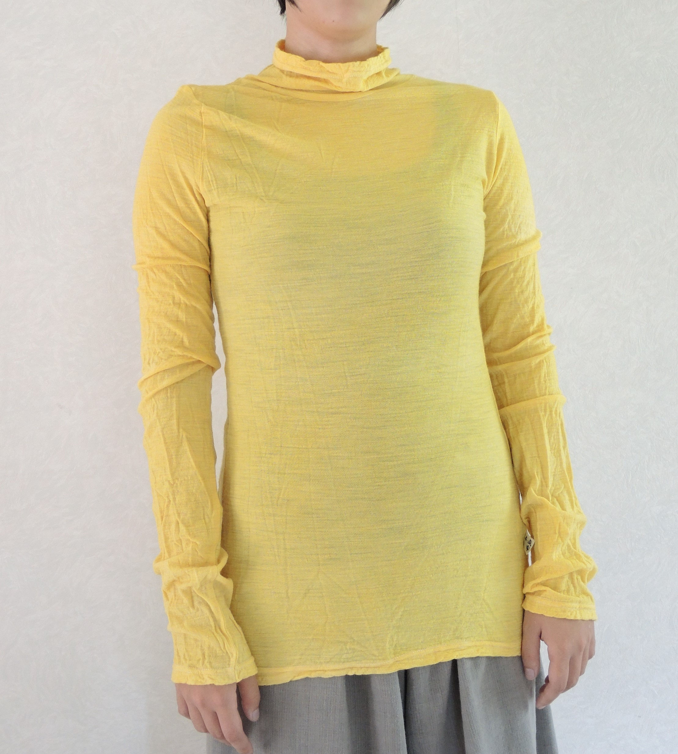 『羊品ハイネック』：ウールガーゼ・セーター ：『本気布（マジギレ）』ショップ：がら紡を主に環境・健康に配慮した