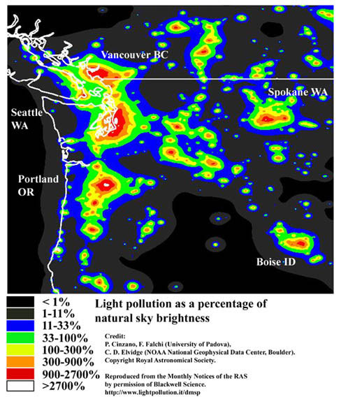 Light Pollution Map of Northwest - Northwest Chapter of the