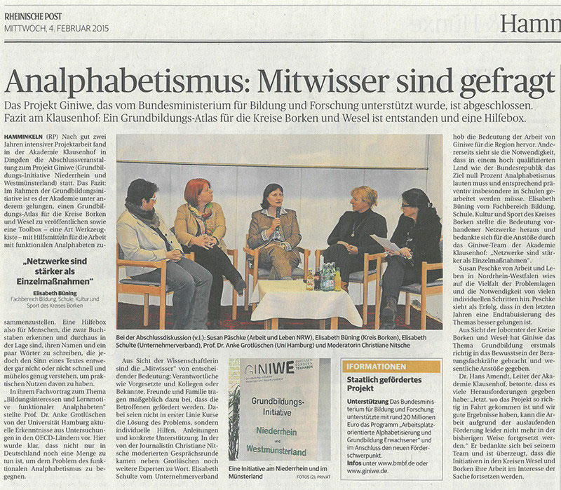Lokale Berichterstattung Akademie Klausenhof Giniwe