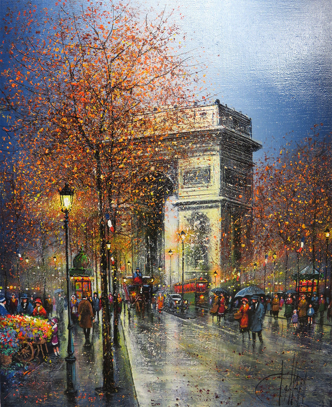 夜のパリ、凱旋門 - Official Website Artist painter 【Guy DESSAPT