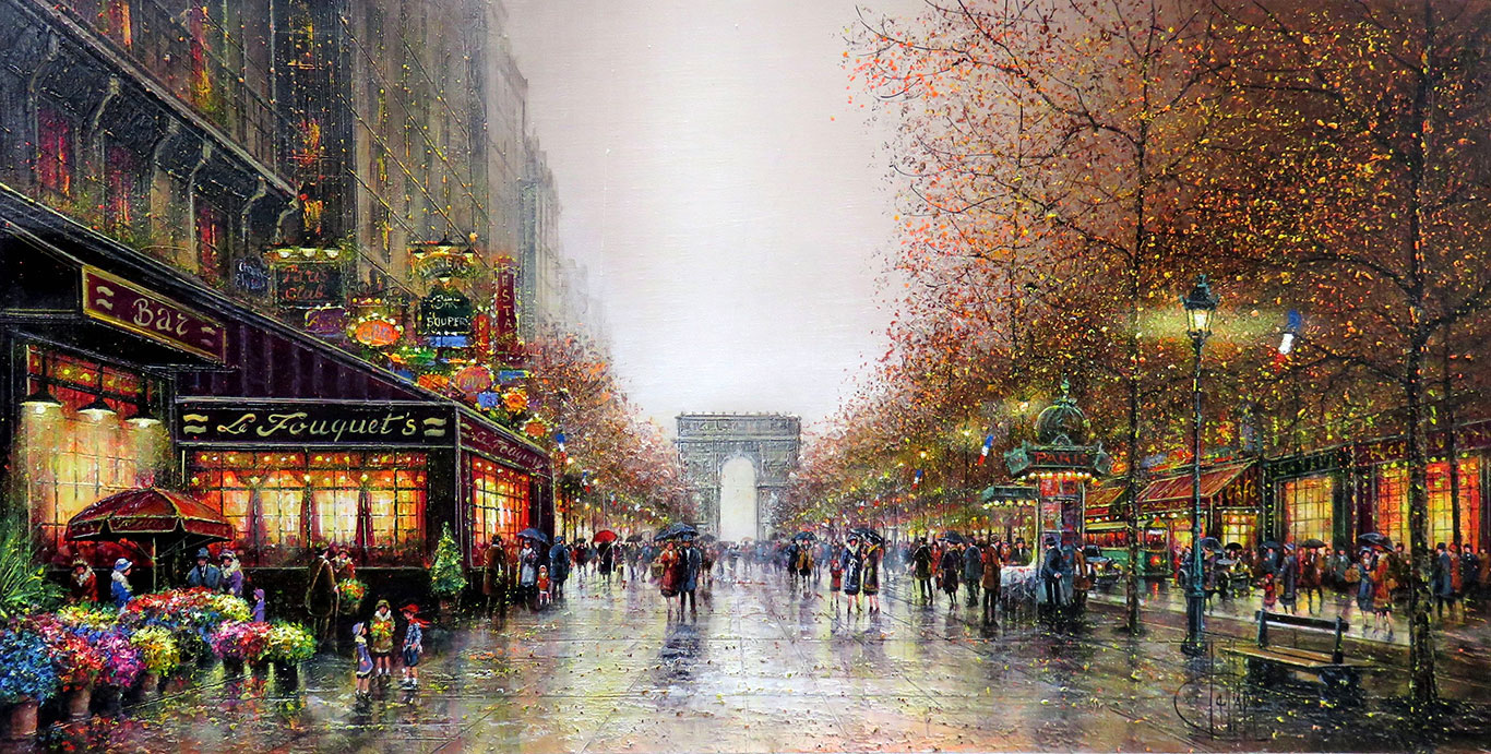 フランス購入☆油彩画 パリの風景 シャンゼリゼ通り 秋のパリ、シャンゼリゼ通り - Official Website Artist painter