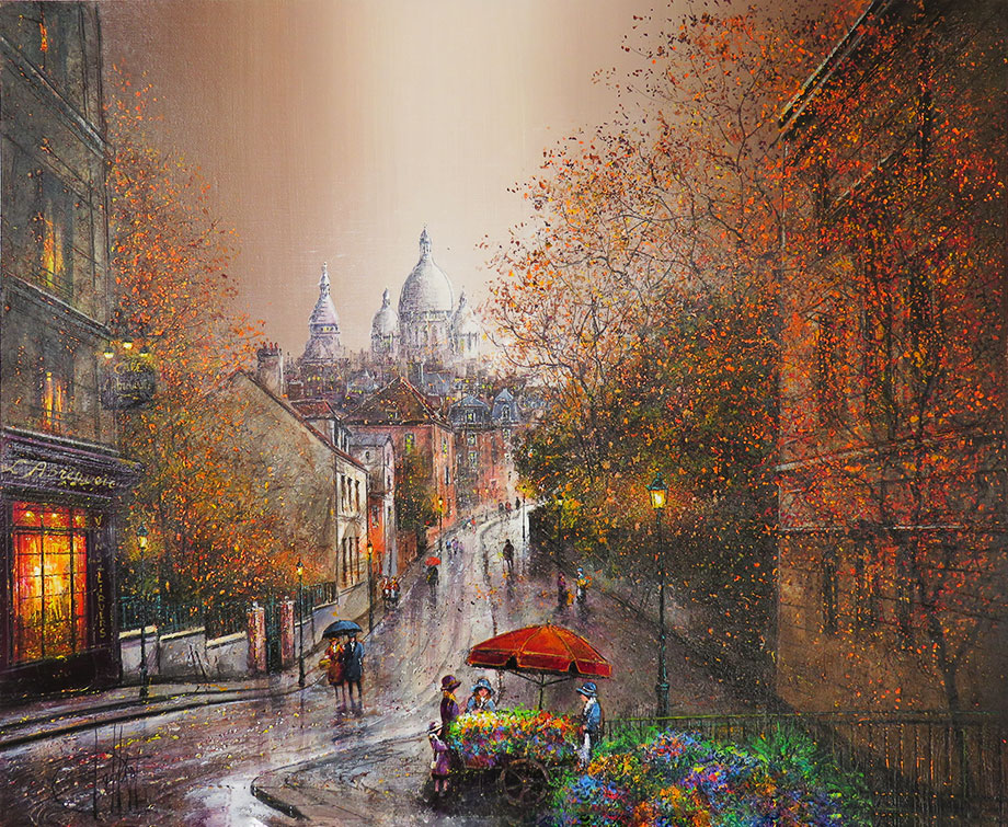 user_0f7e9bbc　　『モンマルトル』　額装　C　4538A モンマルトルの夜」版画 ”Night in Montmartre” Print on Paper