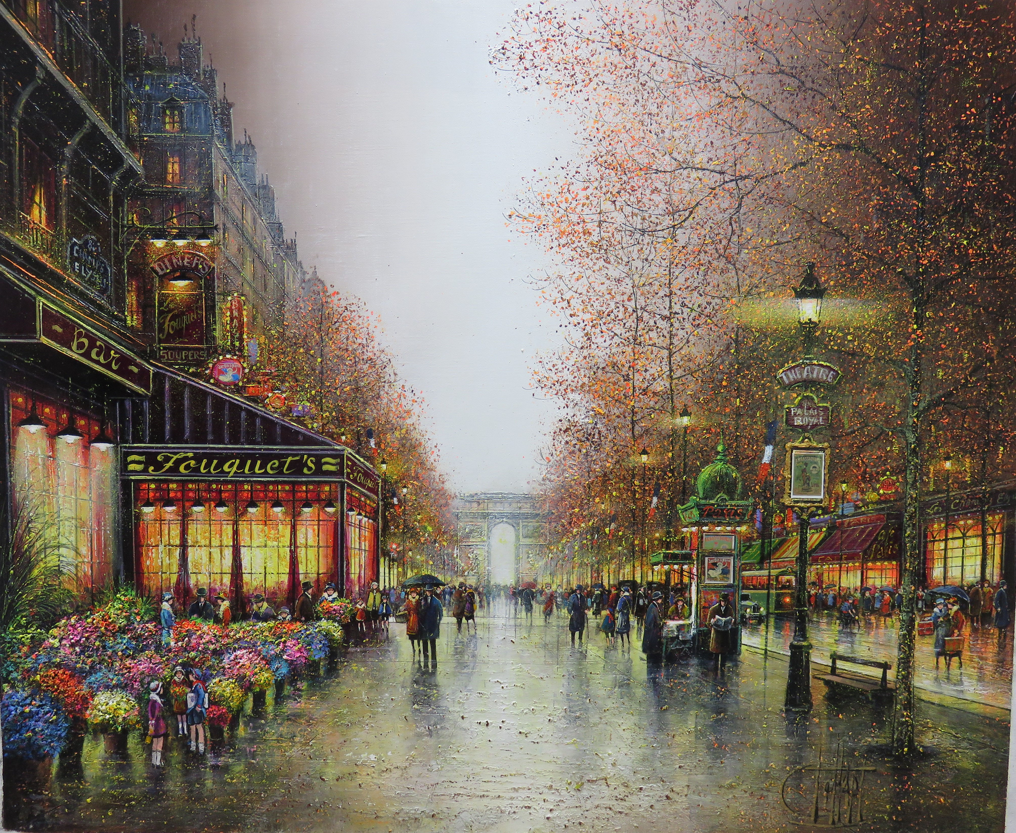 フランス購入☆油彩画 パリの風景 シャンゼリゼ通り 秋のパリ、シャンゼリゼ通り - Official Website Artist painter