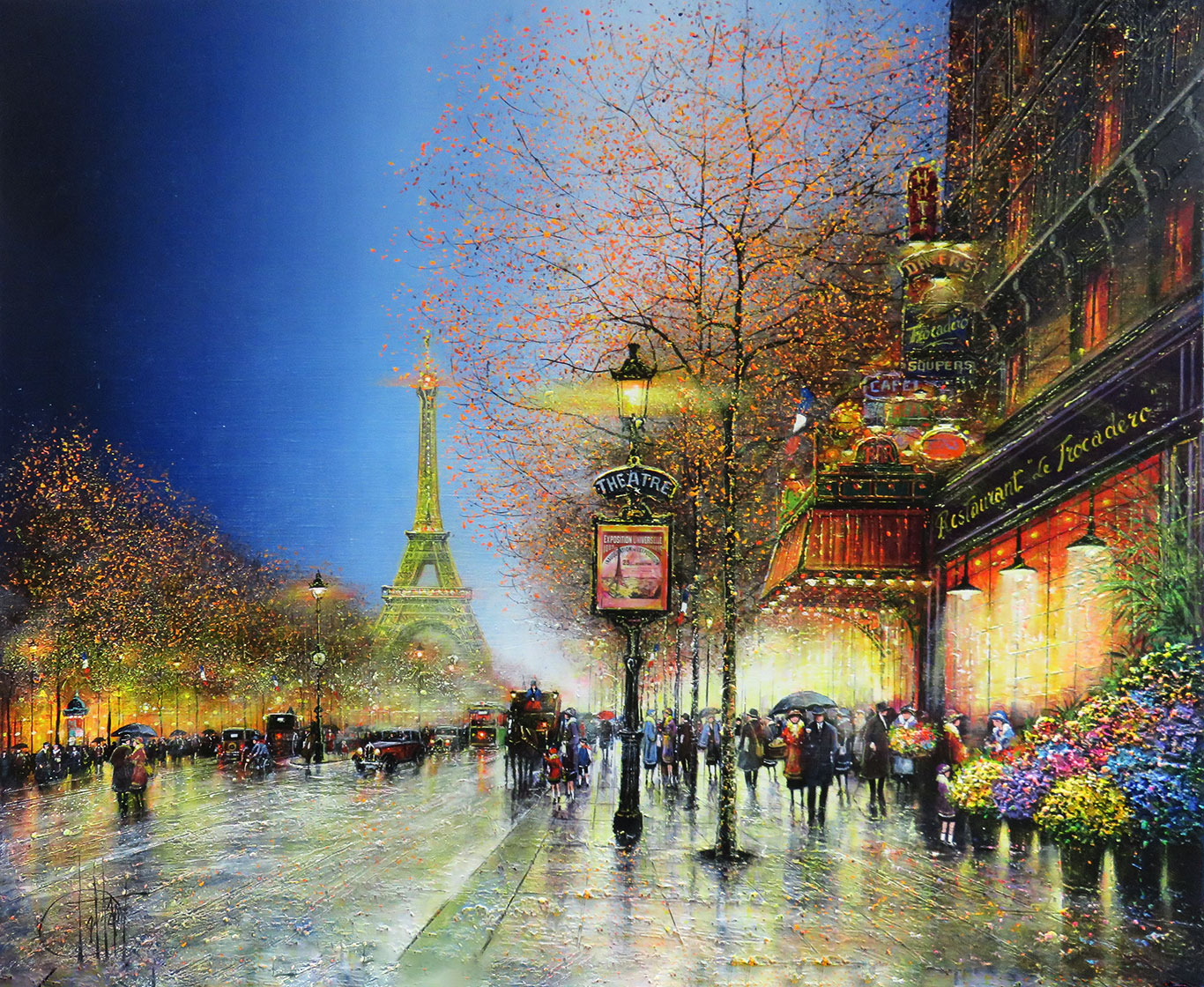 夜のパリ、エッフェル塔 - Official Website Artist painter 【Guy