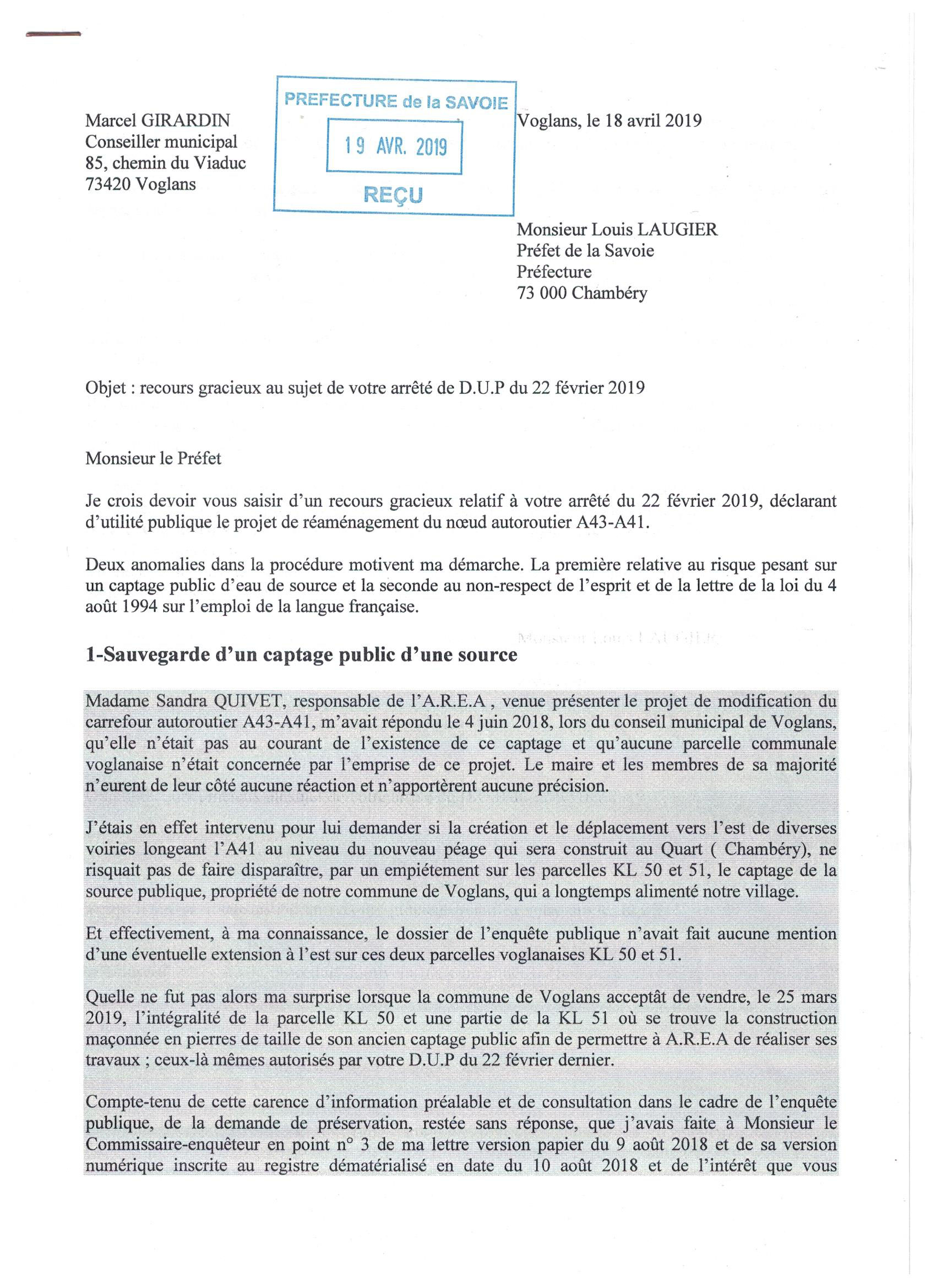 Deux nouveaux recours gracieux auprès du préfet ! - LeBulletinvoglanais