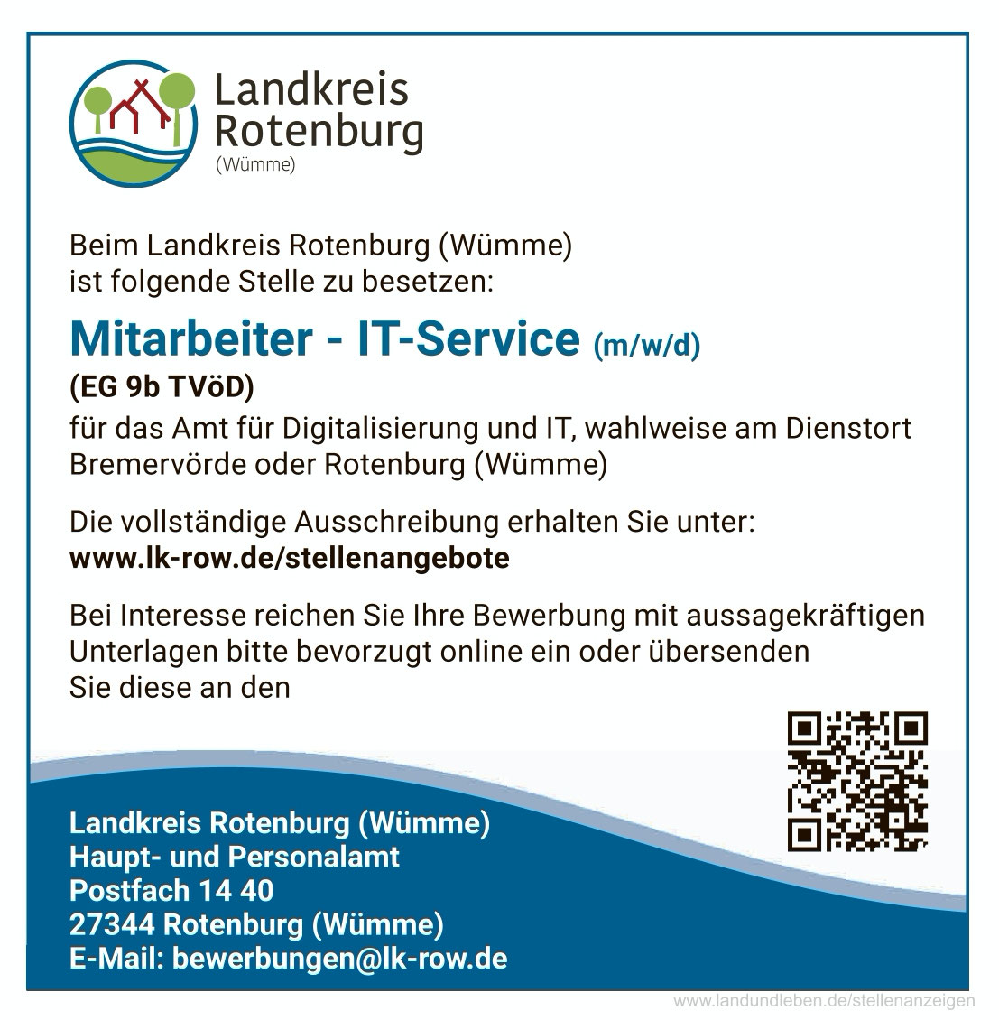 Stellenangebot für ROW und BRV IT Service, öffentlicher Dienst