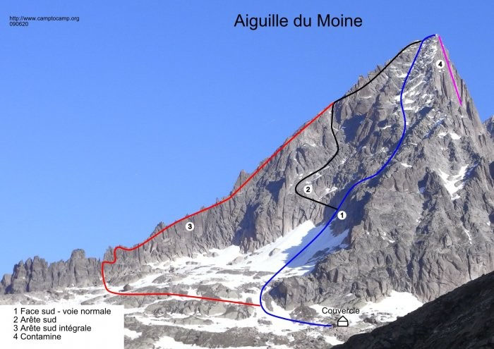 L'aiguille du Moine, 3412m Site du refuge du couvercle