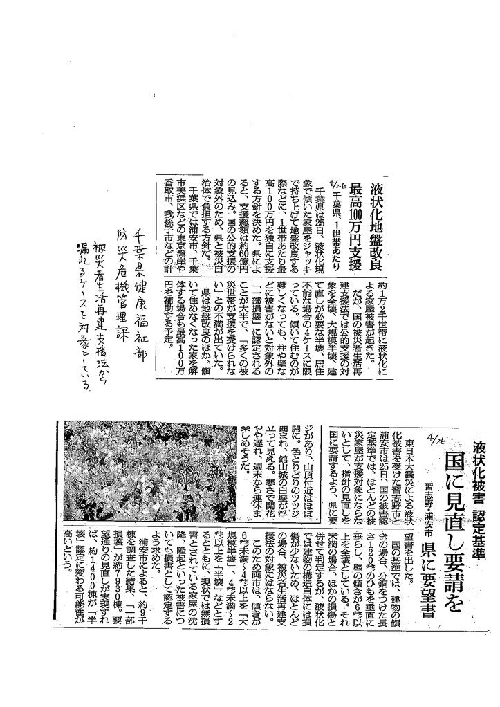 千葉県 液状化被害へ千葉県が独自支援 最大１００万円 新建東日本大震災復興支援会議