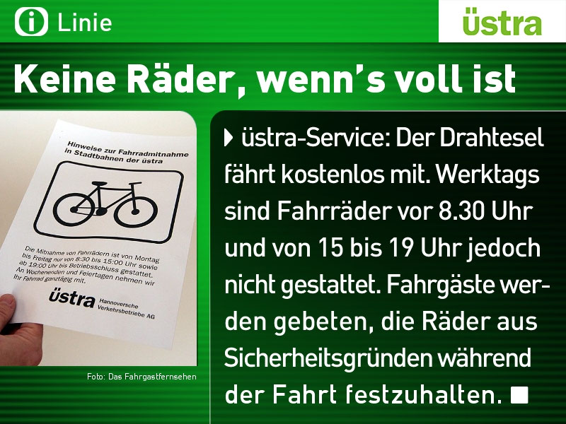 Optimierung der Fahrradmitnahme im ÖPNV (Bus und Bahn) in der Region Hannover PGT Umwelt und