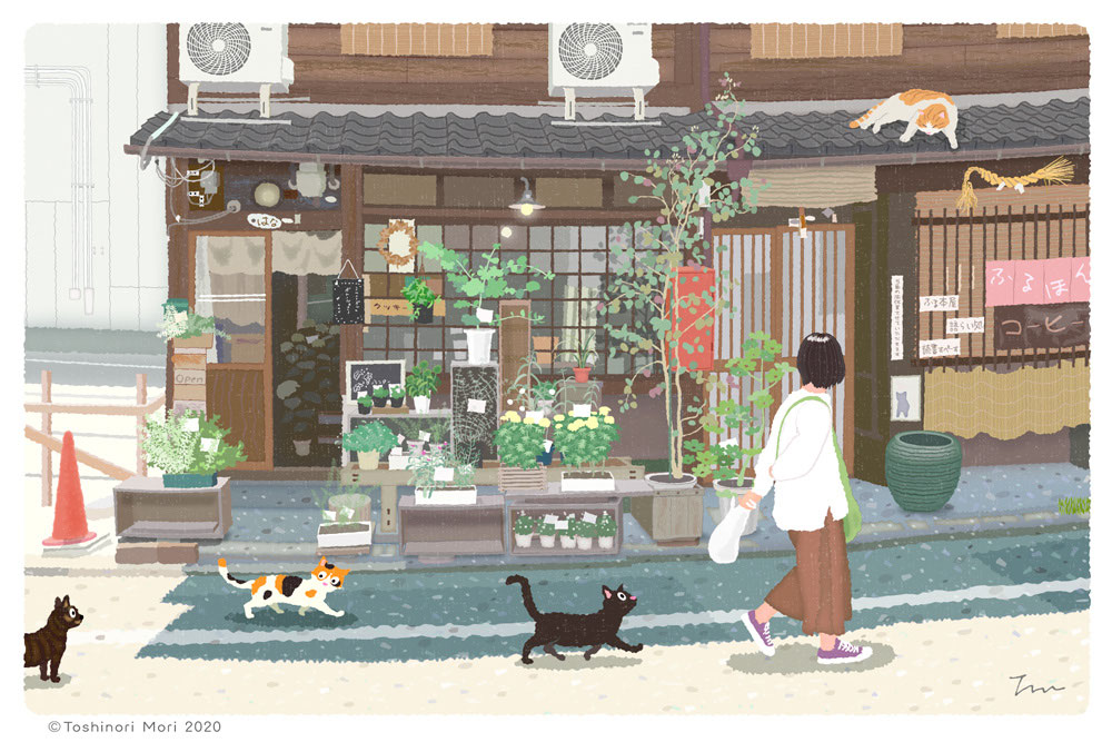 たびねこ新作イラスト 京都の花屋 たびねこ