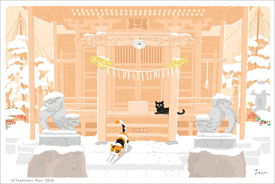 たびねこイラスト 南天神社 たびねこ