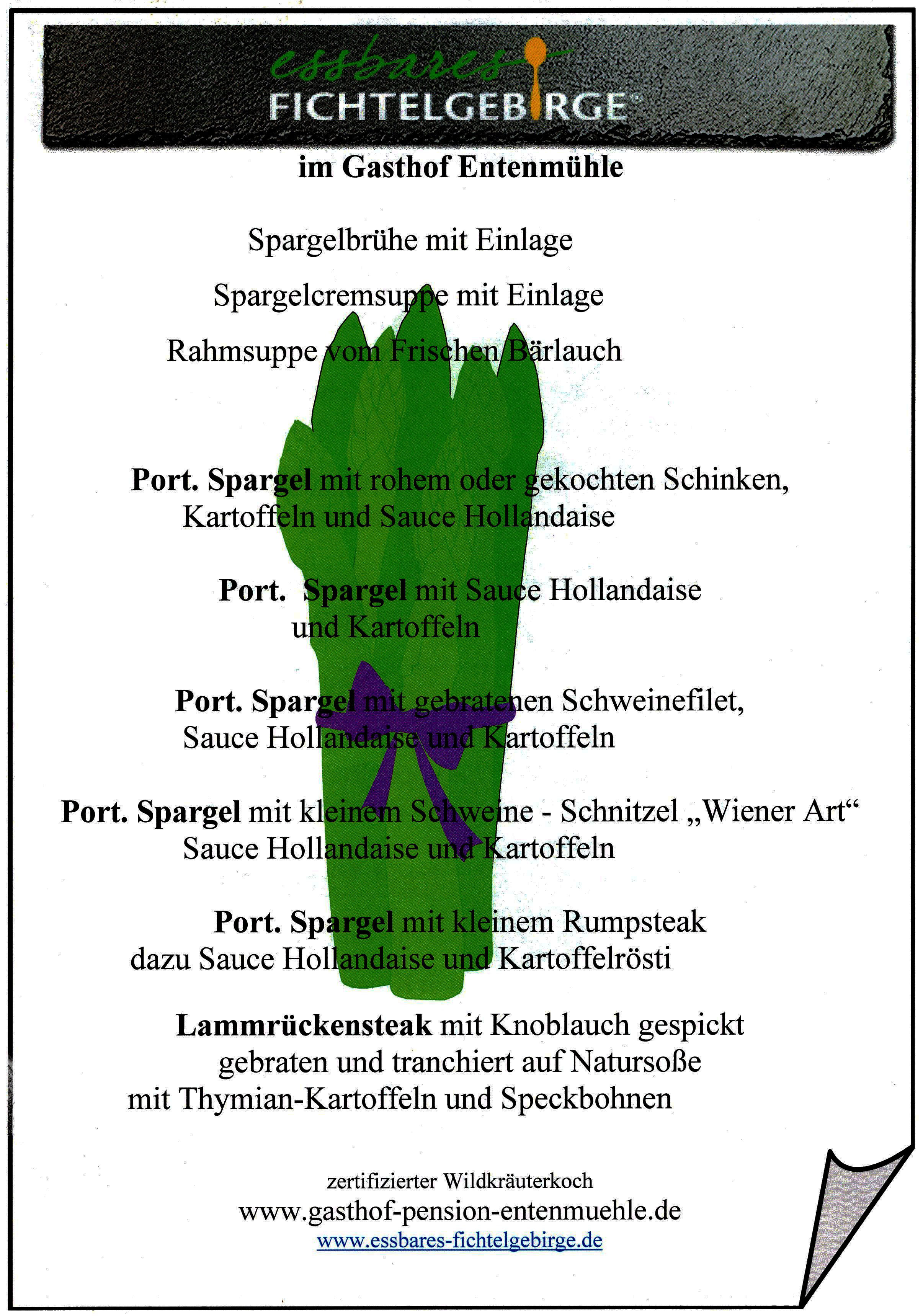 Spargel Gerichte frischer fränkischer Spargel - Urlaub Naturpark