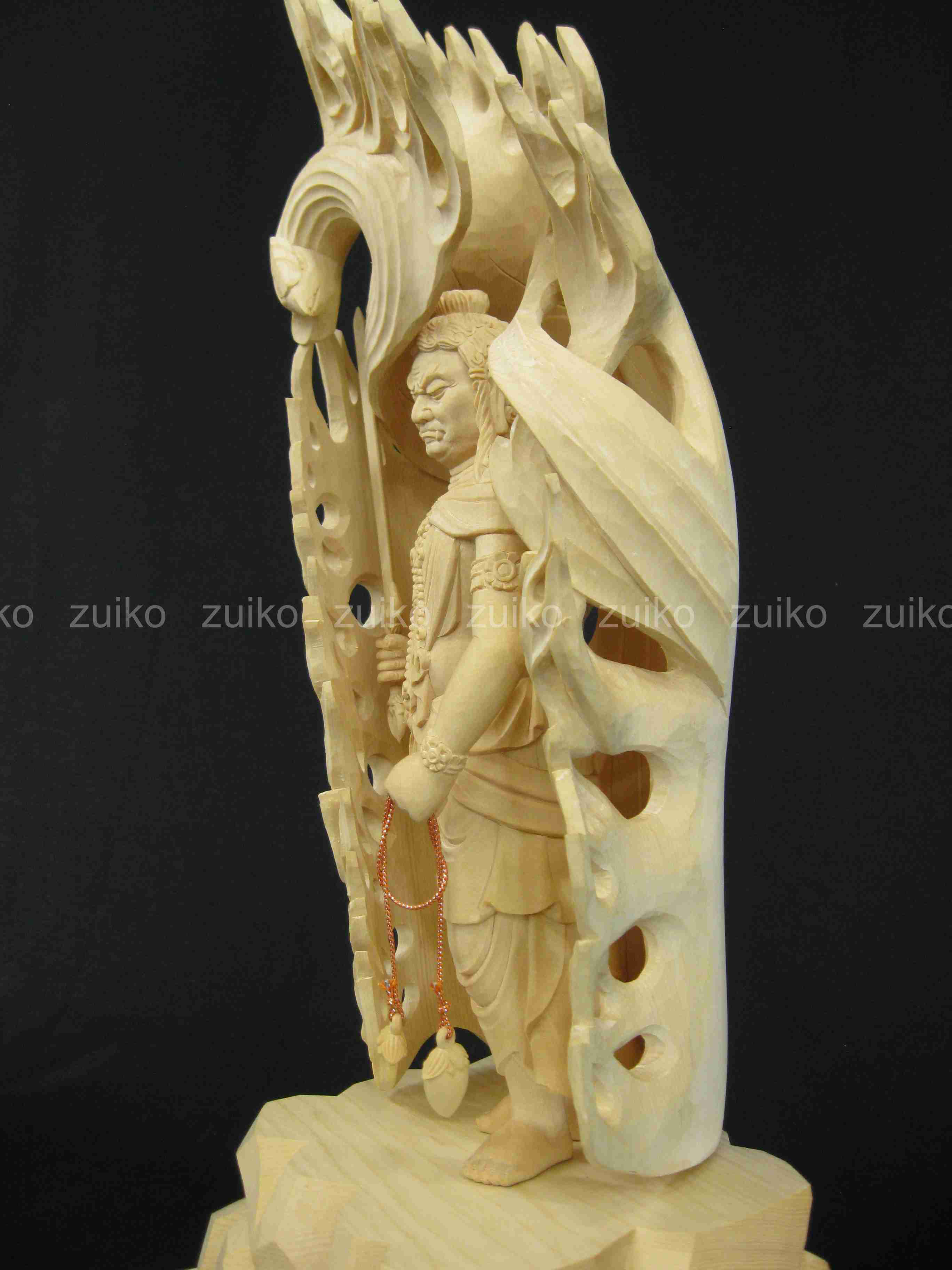 不動明王 桧淡彩切金 岩座箱台 割寸1尺 - Web Shop 浄光