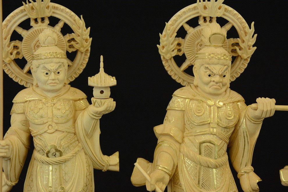 代引き人気 生霊座輪光背 桧金泥書 四天王 割寸5寸 浄光 Shop Web - 工芸品