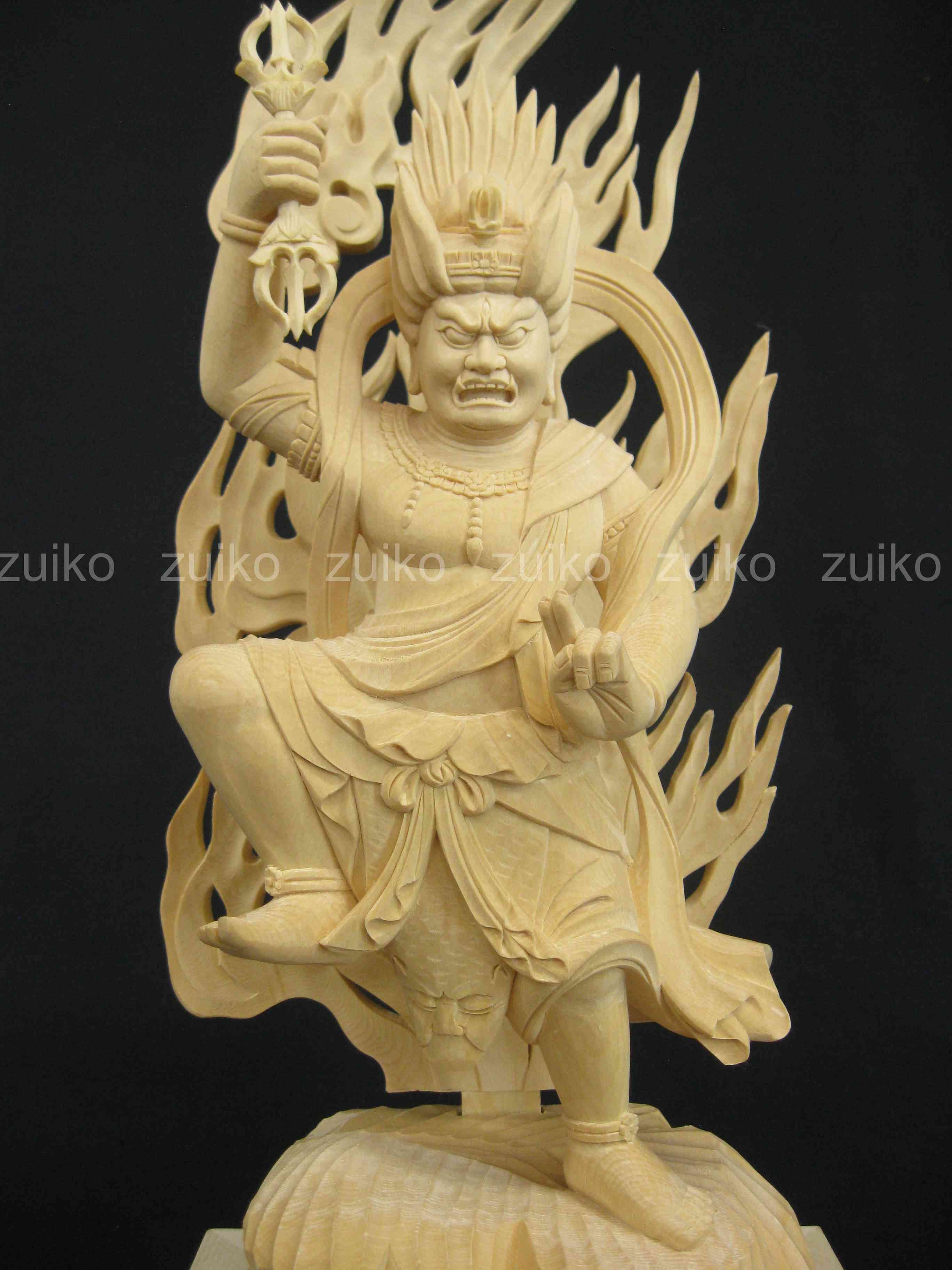 金毘羅権現 桧 岩座輪光背 割寸1尺 - Web Shop 浄光
