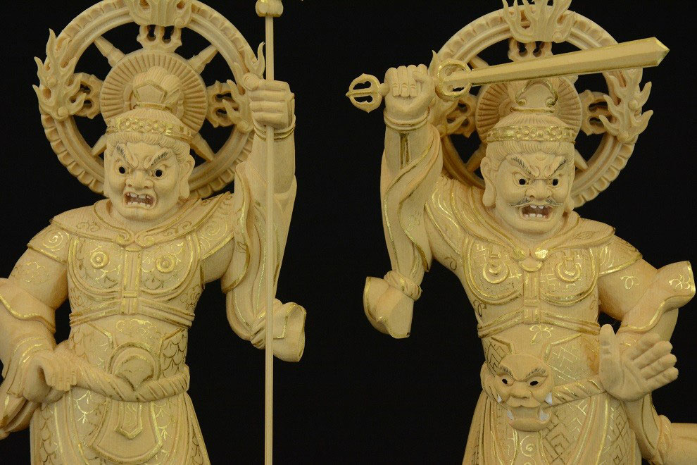 四天王 桧金泥書 生霊座輪光背 割寸5寸 - Web Shop 浄光