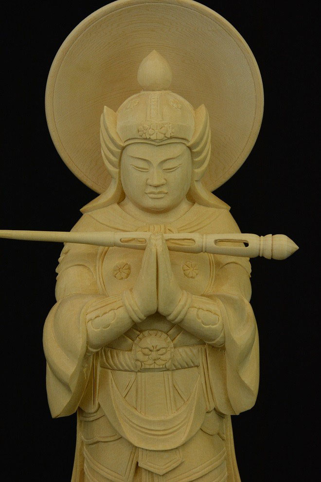 韋駄天 桧 方座円光背 割寸6寸 - Web Shop 浄光
