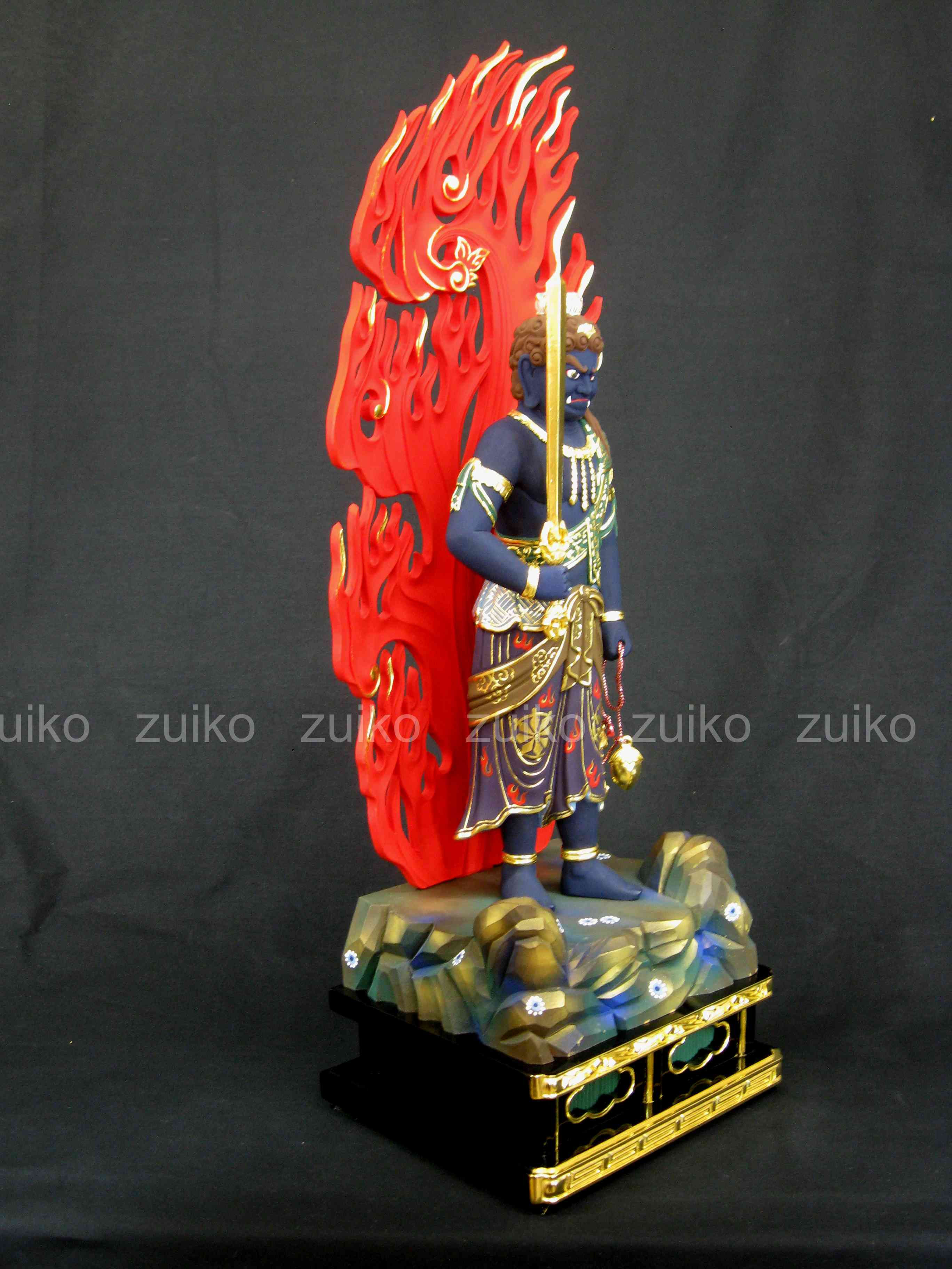 不動明王 極彩色 岩座箱台 割寸１尺 Web Shop 浄光