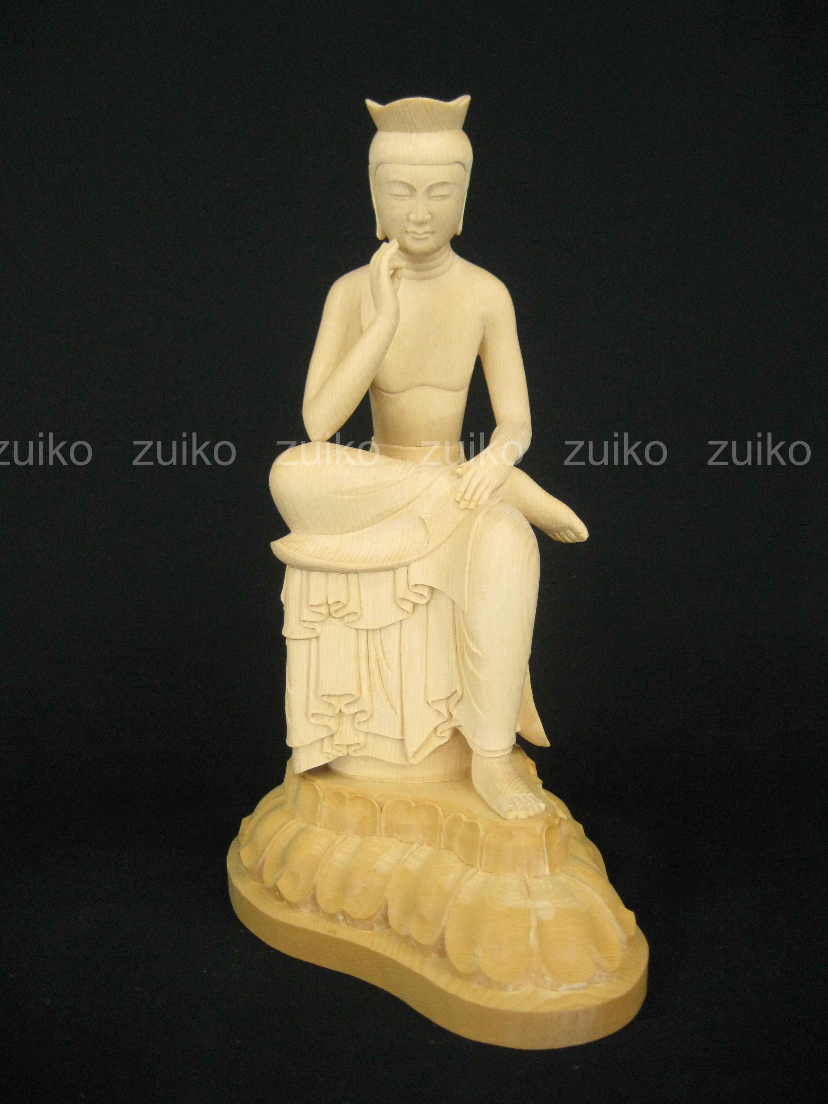 弥勒菩薩 桧 半跏座 割寸4寸 Web Shop 浄光