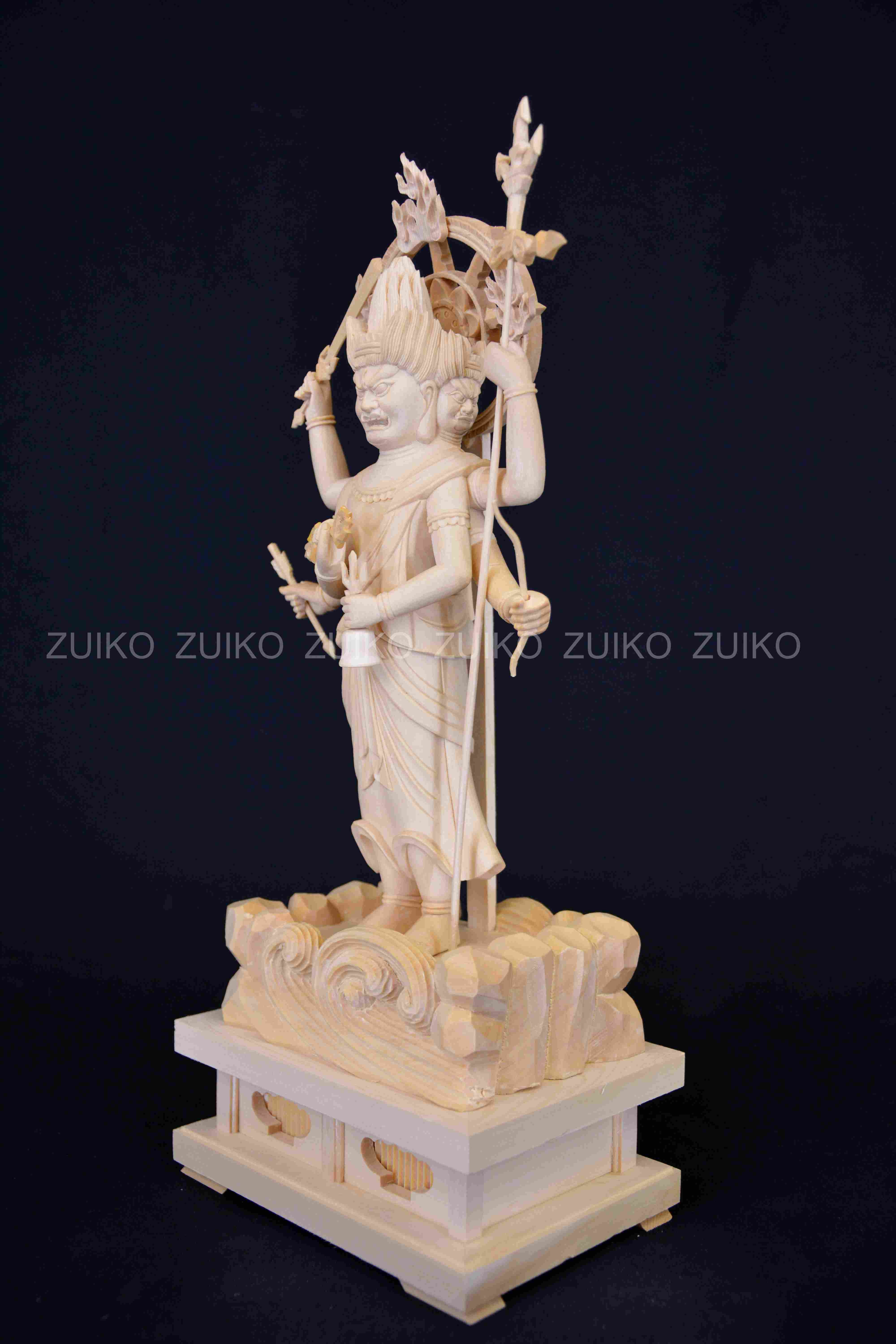 三宝荒神 桧 岩座輪光背 割寸6寸 - Web Shop 浄光