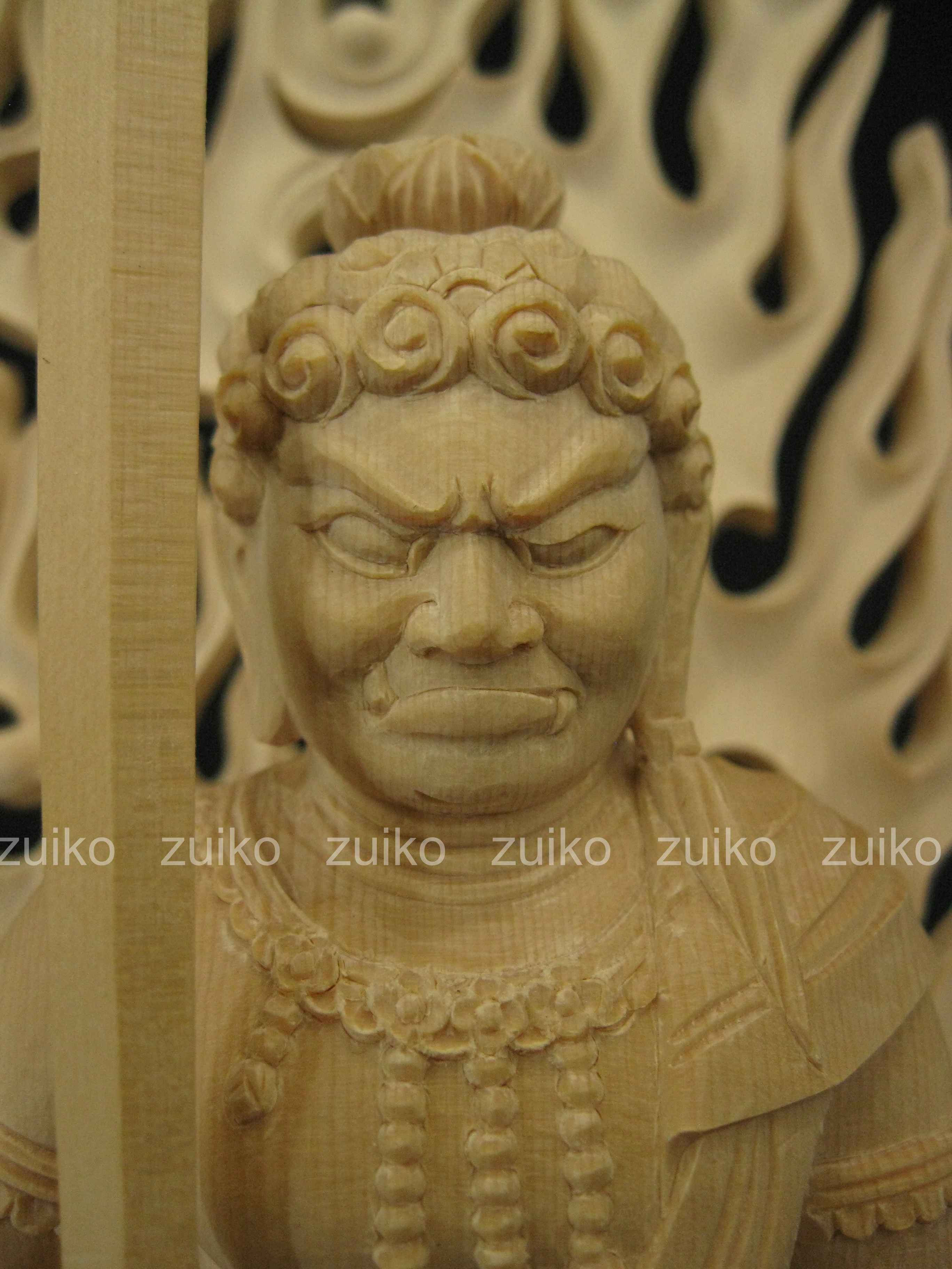 不動明王 桧淡彩切金 岩座箱台 割寸8寸 - Web Shop 浄光