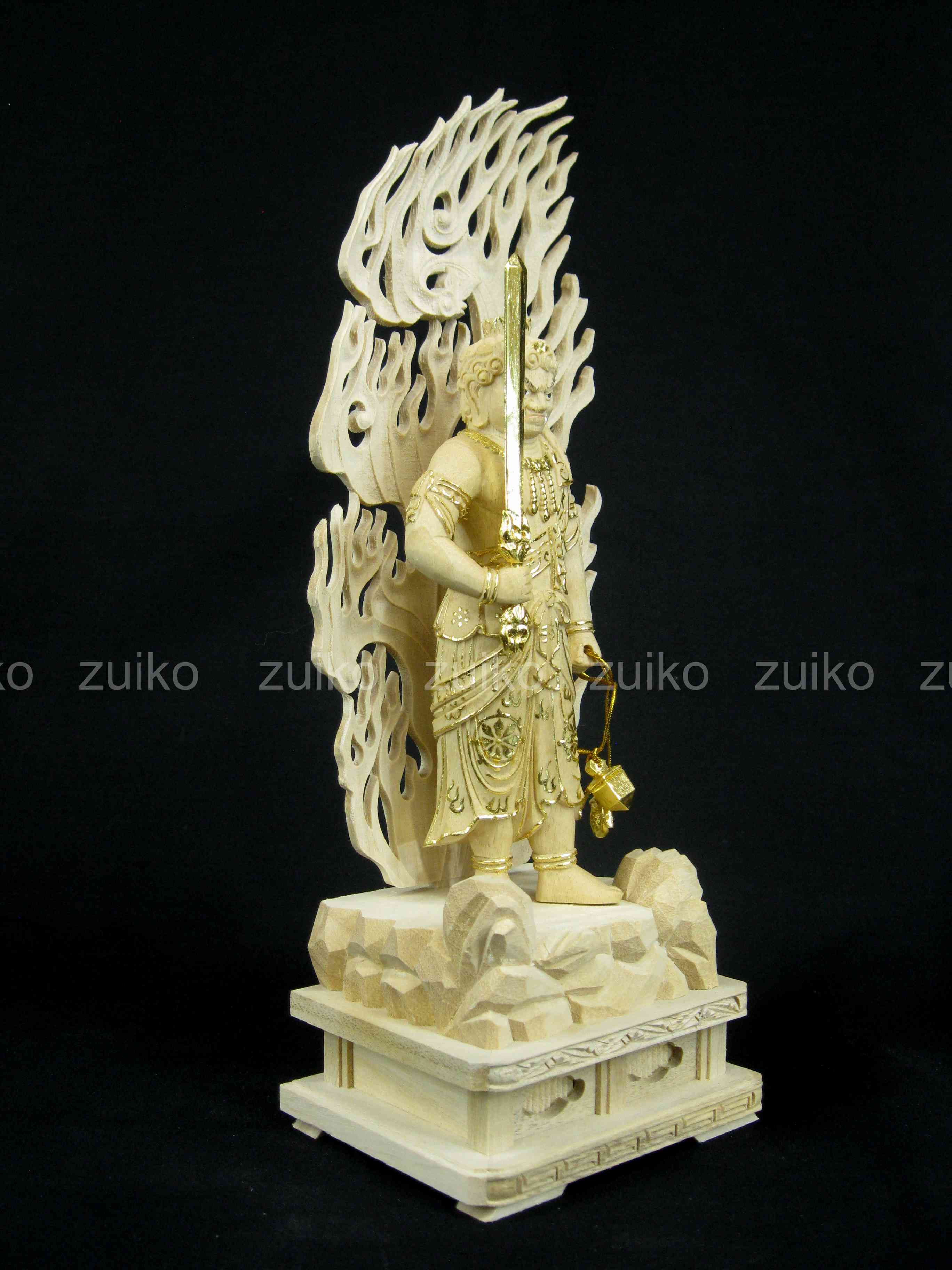 不動三尊 極彩色 岩座箱台 割寸1尺 - Web Shop 浄光