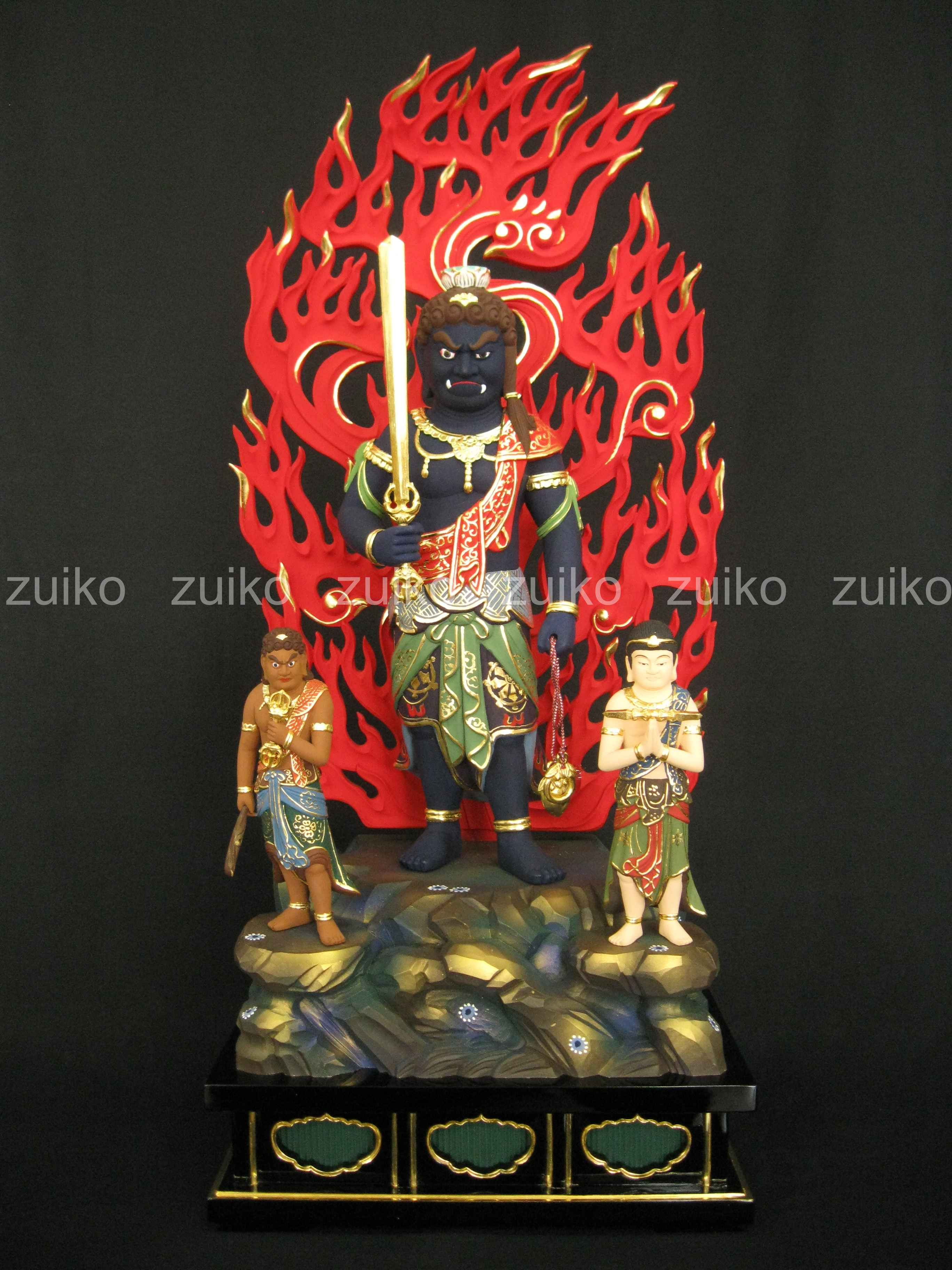 不動三尊 極彩色 岩座箱台 割寸１尺 Web Shop 浄光