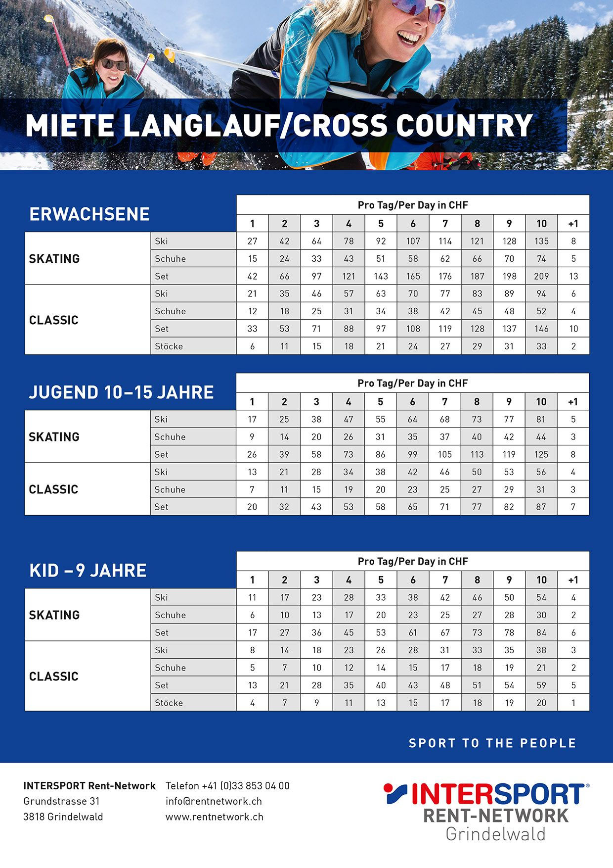 PREISLISTEN Intersport Grindelwald Bike Rental
