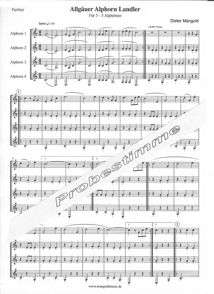 Alphorn Noten Mangold Music