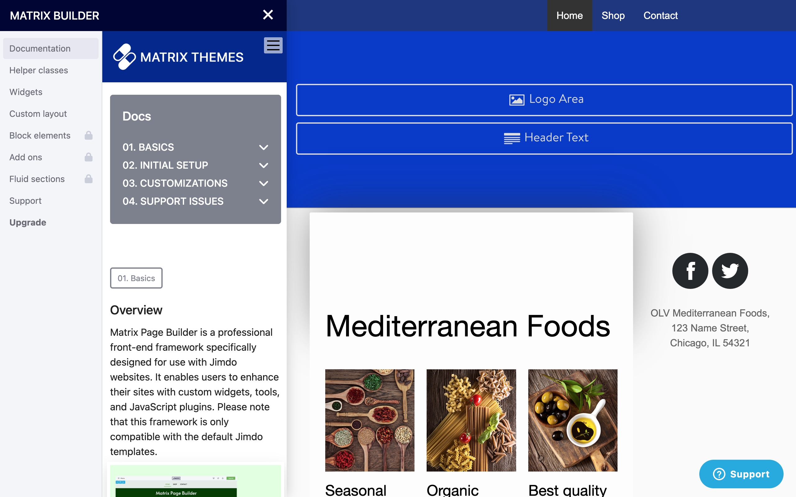Custom features available only in Matrix themes Official website Jimdo