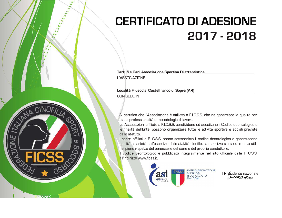 Addestramento Cani da Tartufi con Rilascio del DIPLOMA Allevamento