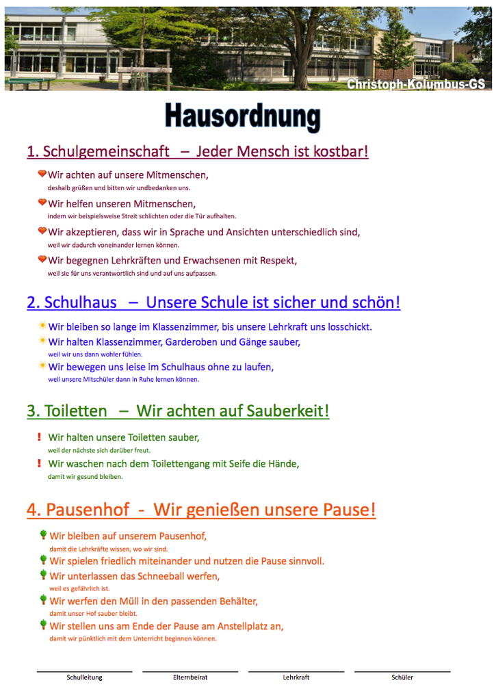 Hausordnung Der Christoph Kolumbus Grundschule Christoph Kolumbus Grundschule Ingolstadt