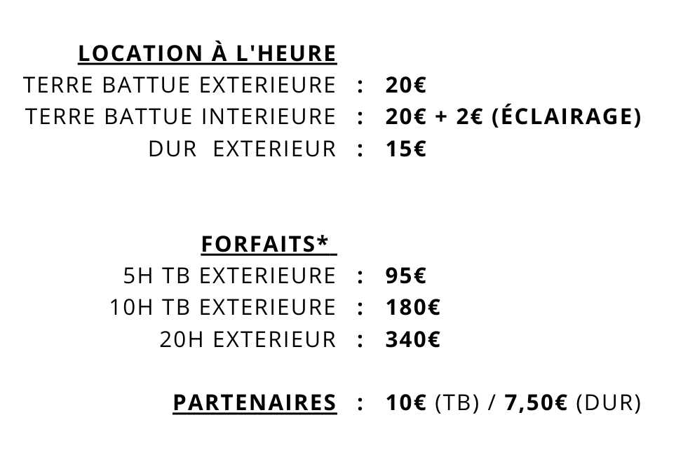 Location de courts Garden Tennis et Padel Royan