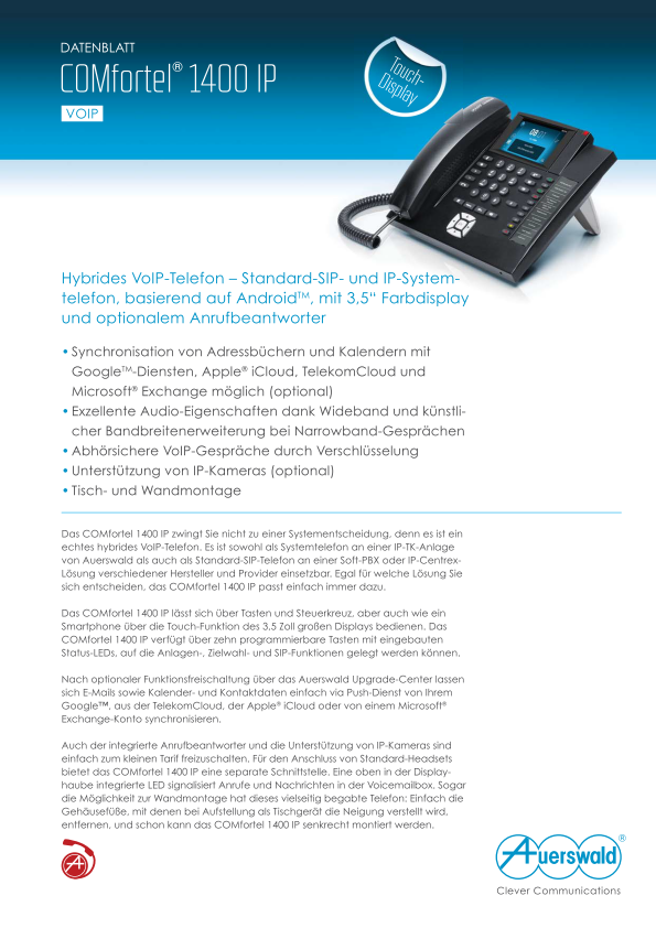 Auerswald COMfortel 1400 IP Auerswald Center München ISDN/VoIP