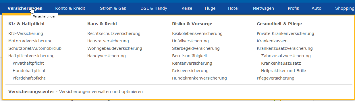 Vergleichsportale Check Versicherungen Und Vertrage Verwalten Mit Check24 Und 5 Weiteren Das Kwoxt