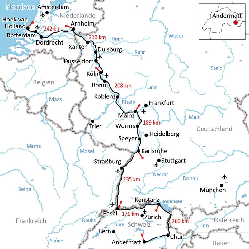 Rhein-Radweg - eine ca. 1200 km lange Strecke für Sportbegeisterte Rhein-Radweg - eine ca. 1200 km lange Strecke für Sportbegeisterte
