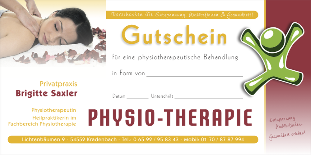 Flyer Gutschein Physiotherapie - Format DIN Lang quer - Grafik Thielen