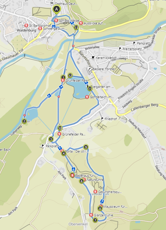 Grünfelder Park in Waldenburg - tippeltappeltour - Wandertouren und
