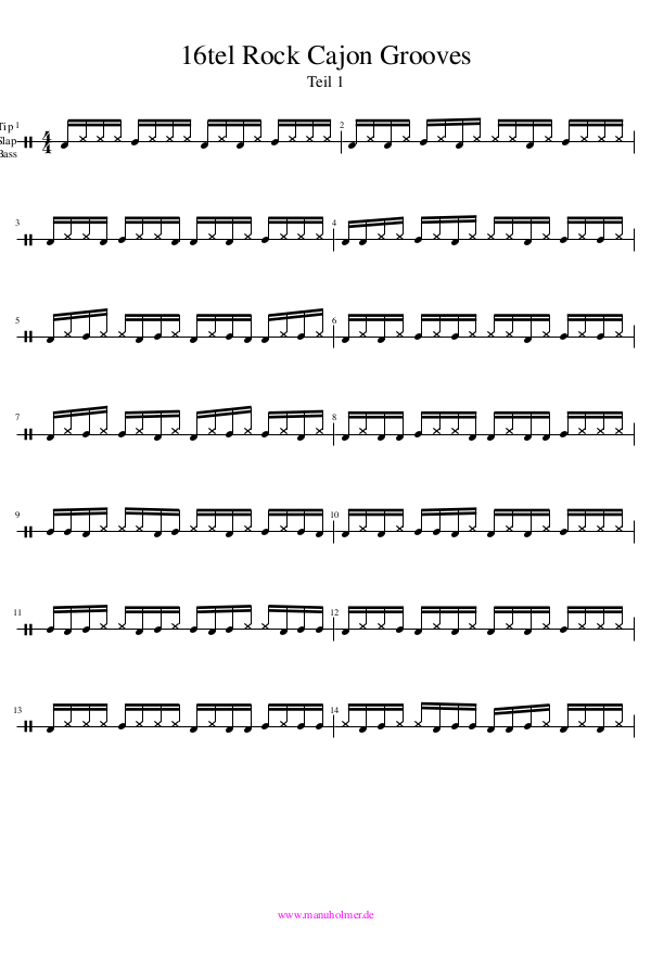 Cajon Rock Beats PDF Sammlung (Freebies) Manu Holmer Schlagzeug