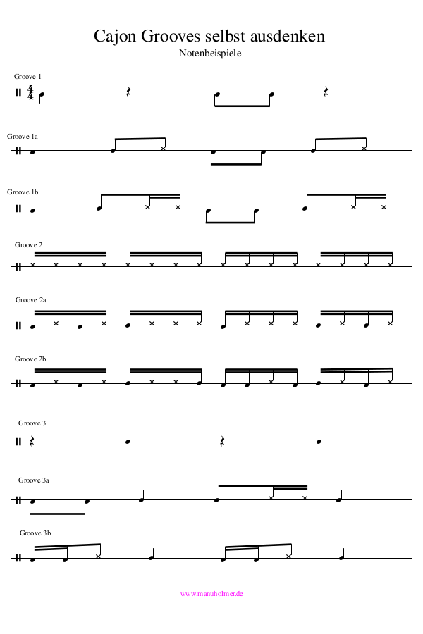 Cajon Grooves selbst ausdenken SchrittfürSchrittAnleitung Manu