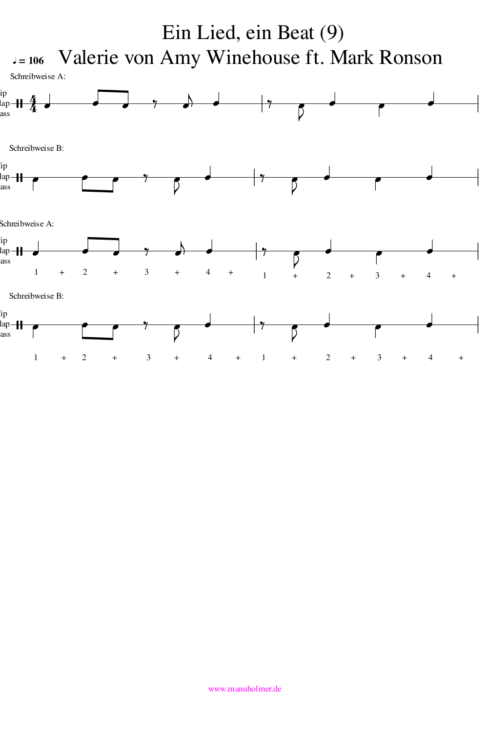 Ein Lied, ein Cajon Beat (9) Valerie von Amy Winehouse ft. Mark