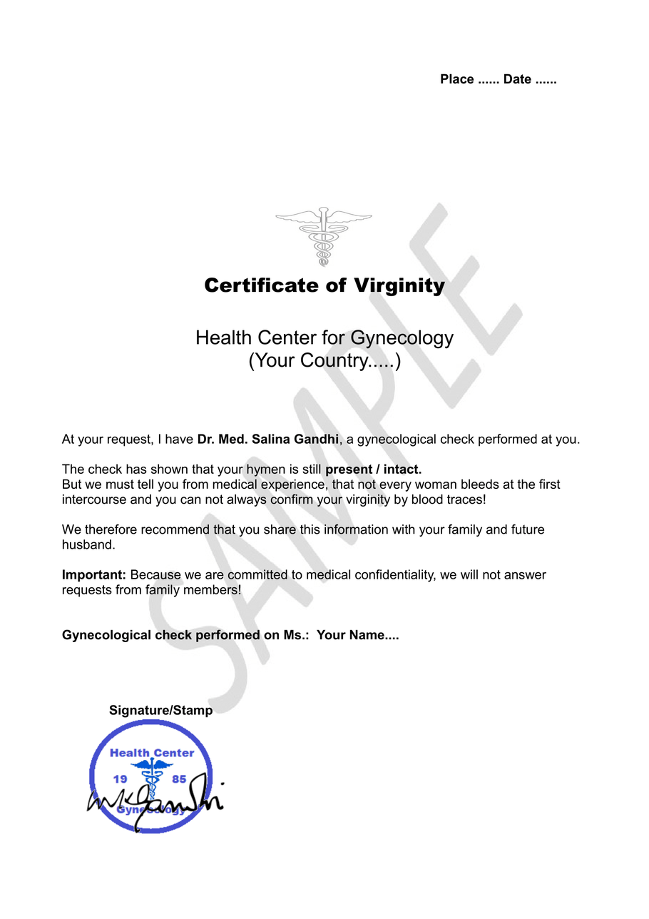 Certificate of Virginity VirginiaCare