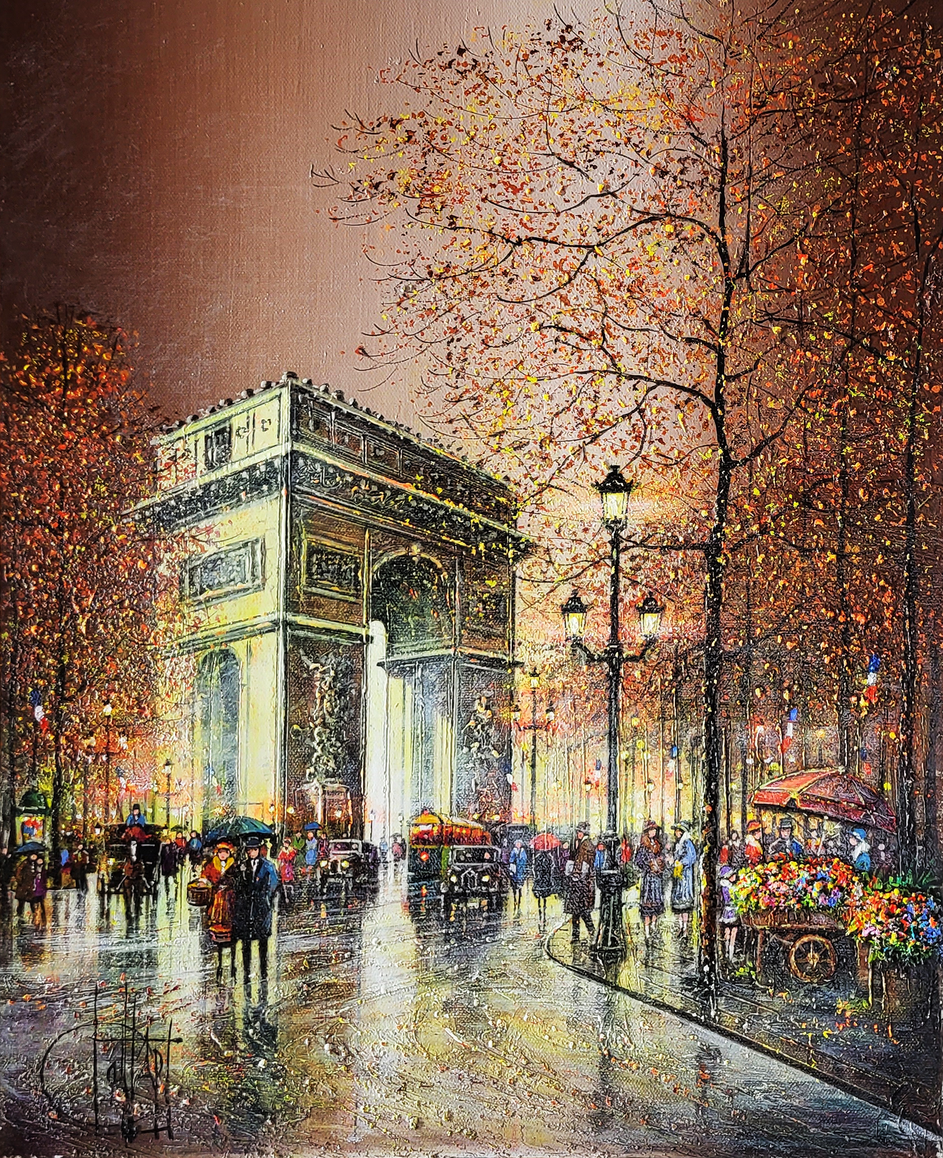 秋のパリ、凱旋門 - Official Website Artist painter 【Guy DESSAPT