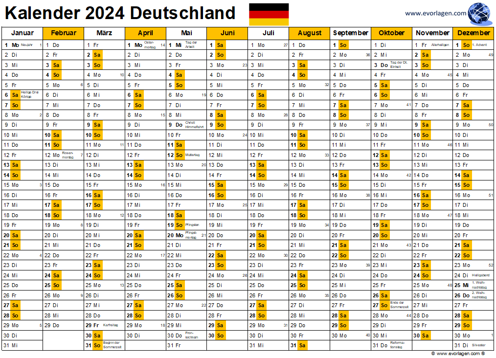 Kalender 2024 evorlagen